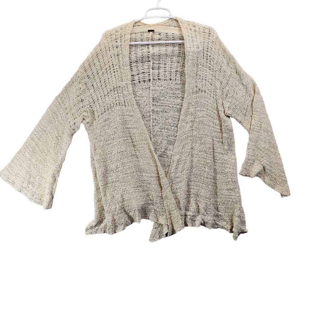 Free People Open Knit Cardigan Sweater in Oatmeal